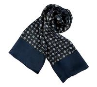 JWSilk Longue écharpe en soie charmeuse pour homme, Carrés bleu marine, 63"x10"