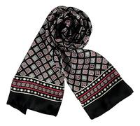 JWSilk Longue écharpe en soie charmeuse pour homme, Carrés noirs et rouges, 63"x10"