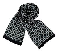 JWSilk Longue écharpe en soie charmeuse pour homme, Noir à carreaux, 63"x10"