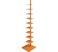 JWSYBD Bibliothèque en métal de 9 étages, étagère de Rangement en Fer, Tour à Livres Verticale, bibliothèque Ouverte rotative à 360 degrés du Sol au Plafond, adaptée au Salon et au Bureau (Orange)