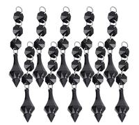 Jwthee 10 pièces Pendentif en Cristal, Lustre Pendentif en Cristal Lustre prismes en Cristal Perles matériau Acrylique Conique Ornement de Perles irrégulières décoration de Lampe (Noir)