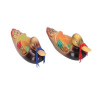 Jwthee 2pcs décor de Canard en Bois Romantique, Statues de Canard Mandarin en Bois Chinois Mandarin Yuan Yang Oiseaux d'amour Figurine Figule sculpté Shui Shui Love Sculptures animales (7121V-2062)