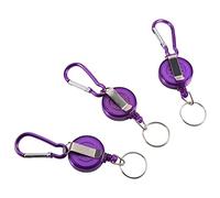 Jwthee 3PCS Reel Key Chain, Fly Fishing Lanyard Nylon Cord Stopper Retractable Reel Chain Key Holder Fly Fishing Accessories (Purple)