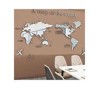 Jwthee Autocollants muraux en Acrylique, Autocollant de Miroir Mural Carte du Monde 3D, Autocollant de décoration Murale Auto-adhésif, miroirs à décoller et à Coller pour Mur,
