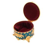 Jwthee Boîte de Bijoux Ronde Vintage Petite boîte d'organisateur de Stockage à Bijou, boîte à Bijoux en métal Vintage, boîte à Bague d'organisateur à bizarrerie (Bleu)