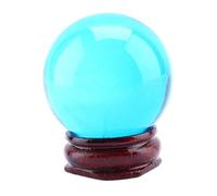 Jwthee Boule de Cristal de guérison de 40 mm, Boule de Cristal de Quartz Bleu Royal, Boule de Cristal décorative avec Support en Bois pour la Famille Feng Shui, diseuse de Bonne