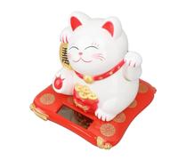 Jwthee Bras agitant Chat Porte-Bonheur, Chat Porte-Bonheur Japonais Maneki Neko Solaire, Chat Porte-Bonheur Feng Shui, Chat Richesse pour la décoration de la Maison et la Voiture (Blanc)