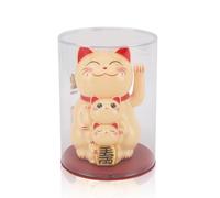 Jwthee Bras agitant Un Chat Porte-Bonheur, Chat Porte-Bonheur de 4,5 Pouces, Maneki Neko Japonais, Statue de Chat agitant Mignon à énergie Solaire pour la décoration de la Maison et de la (Jaune)
