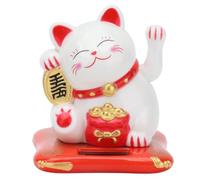 Jwthee Chat agitant, Chat Chanceux agitant Le Bras Chat Chinois agitant Le Bras à énergie Solaire Mignon Chat Chanceux Fengshui Bras oscillant de Chat Chanceux pour la Voiture de Bureau (Blanc)