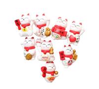 Jwthee Chat agitant, Mini Figurine de Chat 8 pièces Mini Figurines de Chat Porte-Bonheur Maneki Neko Mignon Chat agitant Figurines de Chat Porte-Bonheur Japonais pour Le Bureau à Domicile