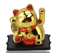 Jwthee Chat Porte-Bonheur Chinois agitant Le Bras à énergie Solaire 5,1 cm, Statue de Chat Porte-Bonheur, Bras agitant Le Chat Chinois, Bras agitant, doré Solaire, Chat agitant Chinois