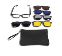 Jwthee Clip magnétique sur des lunettes de soleil hommes pour femmes, lunettes de soleil polarisées hommes avec boîtier de verres de soleil et objectifs 4pcs pour conduire la pêche