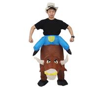 Jwthee Costume de taureau gonflable pour adultes Rodeo Rider Cosplay Costume avec ventilateur, costume de cavalier gonflable de Bull Rider à une taille pour les fêtes à thème et Halloween