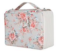 Jwthee Étui à Crayon de Couleur, 252 Porte-Crayons à sous avec Fermeture à Fermetures à glissière, Papeterie Portable Organisateur de stylos Aquarelle boîtier Multiple (Roses de Riz)