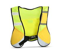 Jwthee Gilet réfléchissant pour Course à Pied, Gilet de sécurité pour Course de Nuit Haute visibilité, Gilet de sécurité Lumineux avec Bandes réfléchissantes et Poches pour Le Cyclisme (Jaune)