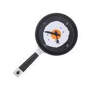 Jwthee Horloge Murale de Cuisine de poêle à Frire, poêle 3D avec Horloge Murale en Forme d'œuf au Plat, Design Moderne pour la décoration de Cuisine, Horloge Murale de poêle à œufs (Noir)