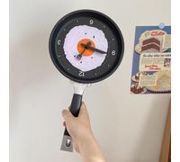 Jwthee Horloge Murale de Cuisine de poêle à Frire, poêle 3D avec Horloge Murale en Forme d'œuf au Plat, Design Moderne pour la décoration de Cuisine, Horloge Murale de poêle à œufs (Rose)