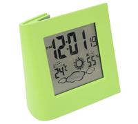 Jwthee Horloge Murale numérique Battre à Batterie, Horloge extérieure avec température extérieure intérieure Prévision météorologique Température Humidité Batterie Solaire Double énergie (Vert)