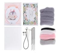 Jwthee Kit de feutrage à l'aiguille pingouin, 15 pièces, kit de démarrage pour feutrage à l'aiguille en laine avec instructions, kits de débutants en feutre animal pour bricolage, (114# Tête de lapin