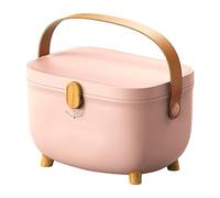 Jwthee Oval Medicines Box Organizer Storage, Plastic First Aid Box Empty, Double Layers Large Capacity Medicines Chest, Empty Emergency Kit for Home for Home Dorm Outdoor (Pink)