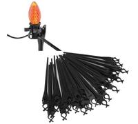 Jwthee Piquets de lumière de Noël, 50 pièces piquets de lumière extérieure piquets de lumière de Vacances Piquet de pelouse Universel pour décoration de guirlandes Lumineuses C7 C9 (Noir)