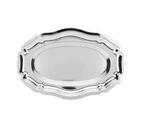 Jwthee Plateau de service argenté pour fête, assiette à dessert en acier inoxydable 304, plateau d'apéritif décoratif réutilisable, plateau de service ovale gravé floral, plateau miroir