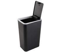 Jwthee Poubelle de salle de bain, poubelle de salle de bain mince avec couvercle supérieur à pression, petite poubelle de cuisine moderne, poubelle pour salle de bain, chambre à coucher (Noir)