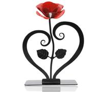 Jwthee Rose en Fer forgé fabriqué à la Main, Rose Éternelle en Fer Forgé à la Main avec Piédestal, Roses éternelle éternelle en Fers forgés Roses Artisanale en fers forgés