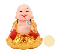 Jwthee Statue de Bouddha Solaire, Statue de Maitreya hochant la tête, décoration de Voiture de Bouddha Solaire, Statue de Bouddha riant Maitreya, Figurine pour Tableau de Bord de (Doré)