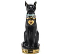 Jwthee Statue de Chat Égyptien en Résine Or Noir, Déesse Bastet, Grande, Collection Égyptienne Ancienne, Dessous de Verre, Polie, Noir/Doré