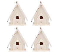 Jwthee Wooden Bird House Kit, 4PCS Hanging Birdhouse for Outside Decorative Birdhouse Ornaments Unpainted Bird Houses to Paint