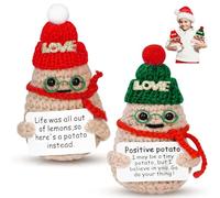 JWTRSVTY 2 PCS Potato Poupée Amusante, Pommes De Soutien Émotionnel, Mini Positive Potato, Pomme De Terre Au Crochet Avec Chapeau De Noël, Noël Pomme De Terre, pour Cadeaux De Noël Et Décoration