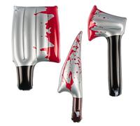 JWTRSVTY 3 Pièces Halloween Gonflable Sanglant Couteau, Halloween Couteau Gonflable, Horreur Arme Gonflables avec Gonflable Couteau Hache et Couperet, pour Halloween, Farce, Décorations De Cosplay