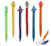 JWTRSVTY 6 PCS Monster Stylos Effaçables, Monster Stylos Rétractables, 0,5mm Bleu Cartoon Stylo à Bille Rétractable, Monster Stylo à Bille avec Gomme, pour Enfants Étudiants Fournitures Scolaires