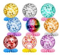 JWTRSVTY 9 PCS Nid Abeille Decoration Sur Thème De Disco, Disco Centre Table Anniversaire, Disco Centres De Table Nid D'abeille, 70 Années Musical Thème Fête Décor Fournitures, pour Fêtes Table Décor