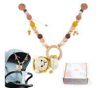 JWTRSVTY Chaîne De Poussette En Bois, Bébé Jouet Poussette, Jouets Poussettes Bois, Mobile Bois Landau Chaîne, Jouet Poussette Forme Animal Mignon Avec Cloche, pour Landau Ou Siège Voiture (Lion)