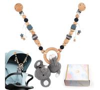 JWTRSVTY Chaîne de Poussette en Bois pour Landau avec Mobile Animal Mignon et Cloche - Jouet Bébé pour Siège Voiture