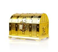 JWTRSVTY Coffre Au Trésor Pirate Doré Pour Enfants, Mini Vintage Avec Serrure Et Clé, Pour Chasse Au Trésor Et Décoration de Fête