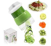 JWTRSVTY Coupe Légumes en Spirales 4 en 1 avec Récipient pour Spaghettis, Courgettes, Concombre, Carotte, Oignons (Vert)