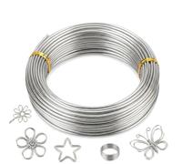 jwtyu 60m Fil de fer Souple Loisir Creatif Argent Fil Aluminium 1mm pour Les Travaux Manuels Les Sculptures l'artisanat d'art la Décoration les Bijoux les Couronnes les Plantes en Pot etc