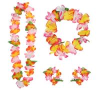 jwtyu Lot de 10 chaînes de fleurs hawaïennes multicolores pour les prestations de feu de camp, plage, fêtes de fin d'études, décoration d'anniversaire
