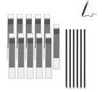jwtyu Lot de 66 mines de crayon pour crayon de charpentier - 2,8 mm - Marqueurs solides à trous profonds - Mines de rechange HB - Noir - Construction - Crayon pour le travail du bois - Pour tracer