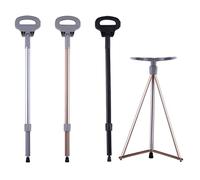 JWW Tabouret Pliant À Béquilles Canne De Siège Portable en Aluminium Bâton De Marche Extérieur, Charge De 150 Kg, Repos/randonnée Pédestre/Trekking (Color : Silver)