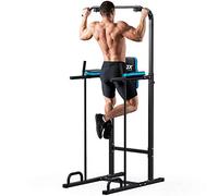 JX Fitness Power Tower Station de musculation réglable pour exercices abdominaux, Noir