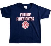 JXAYCHQZ Future Firefighter Cute Kid's Fire Fighter Badge Boy Child Youth T-Shirt(Large)