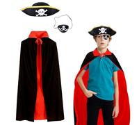 JXBBAAC Cape de Vampire d'halloween, Cape Noir Rouge Halloween, Noir Rouge Réversible Cape pour Adultes Enfants Halloween Carnaval Noël 75cm-A