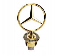 jxc-3pcs Insigne Marque Emblème Bonnet Capot Or Logo Mercedes Benz