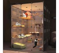 Jxcaa Indoor Cages pour Chats Enclos Piège à Chat Cage De Fenêtre pour Chats Conception Transparente Outil D’Installation Boucle De Renfort, 105X135X140
