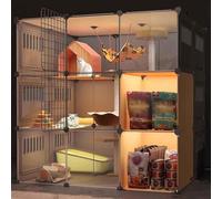 Jxcaa Indoor Cages pour Chats Enclos Piège à Chat Cage De Fenêtre pour Chats Conception Transparente Outil D’Installation Boucle De Renfort, 105X90X105-C