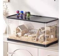 JXCCA Cage Hamster Russe Plastique, Maison pour Hamster Confortable, Cage pour Hamster Panoramique à 360°, Matériau As, Conception D'aération, Cadre Intégré